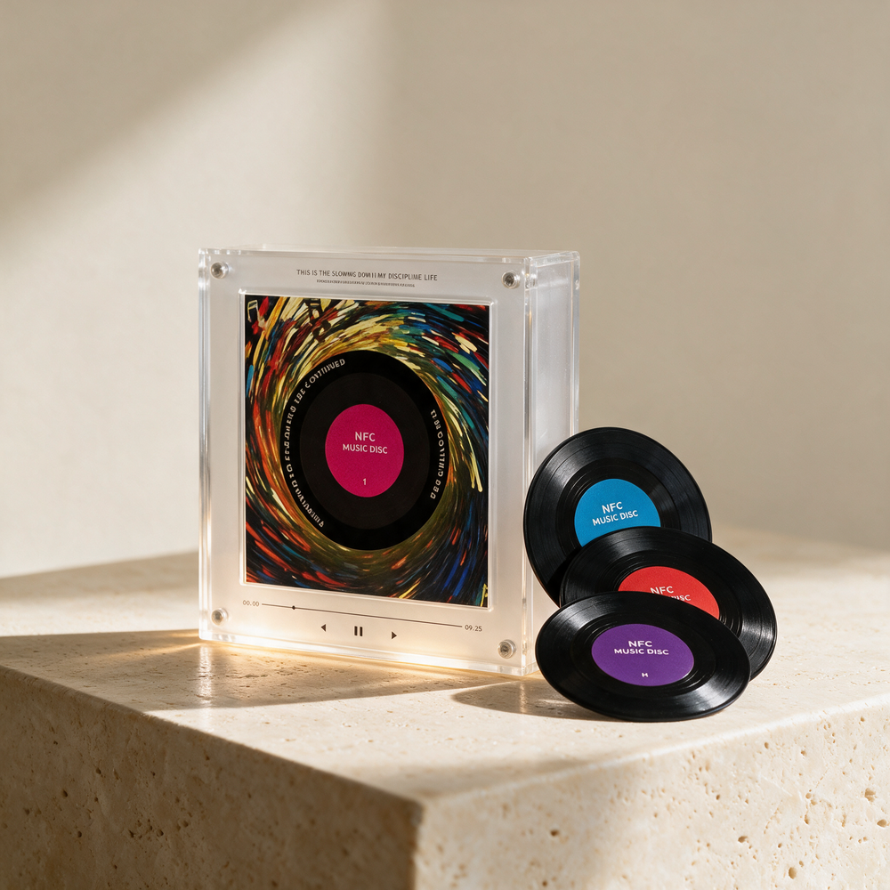 Fondtune Mini Vinyl Music Player — 9 Swappable Discs
