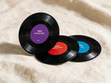 Fondtune mini vinyl discs with colored labels